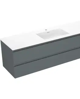 Kúpeľňový nábytok MEXEN/S - Orio kúpeľňová skrinka 160 cm s umývadlom Otis, 2 zásuvky, grafit mat/biela mat 91A10-16047-2-BFF66-W18M01