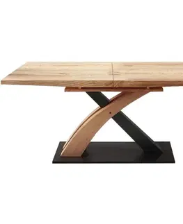 Stoly v podkrovnom štýle Rozkladací stôl Sandor 3 160/220x90cm  Mdf/Oceľ – Dub Zlatá/Čierna