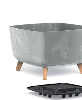 Kvetináče a truhlíky NABBI DGQL400E plastový kvetináč na nožičkách 39 cm sivý betón