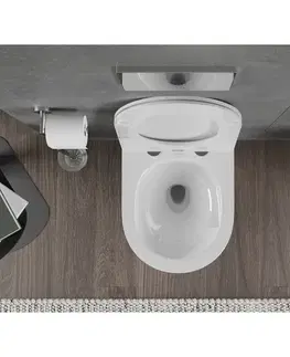 Záchody MEXEN/S - Rico Závesná WC misa Rimless Tornado vrátane sedátka s slow slim, duroplast, biela lesk 30720300T