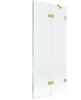 Sprchové dvere MEXEN/S - Lunar vaňová zástena 2-krídlová pravá 80 x 150, transparent, zlatá kartáčovaná 897-080-100-55-00-P