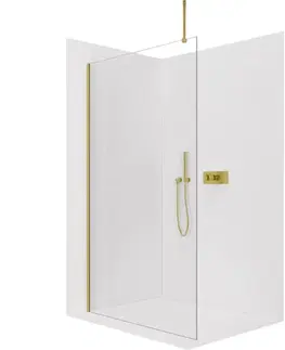 Sprchovacie kúty CERANO - Sprchová zástěna Walk-in Onyx Top Round L/P - 8 mm - kulatá vzpěra - zlatá, transparentní sklo - 50x200  CER-8050BD1456