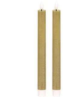 Vianočné dekorácie Súprava kónických sviečok s LED osvetlením, zelená, 2 ks, parafín, 25 cm