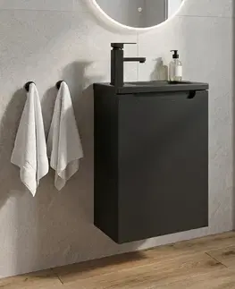 Kúpeľňový nábytok CERANO - Umývadlová skrinka pre WC Sora - čierna matná + umývadlo z lit. mramoru - čierna matná - 40x57,5x22 CER-999993