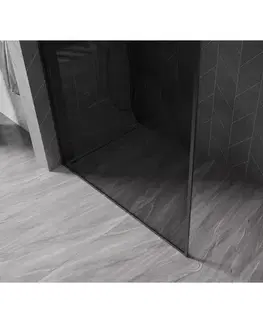 Sprchové dvere MEXEN/S - Kyoto-XF Sprchová zástena WALK-IN s rámom 90 x 202, grafit 10 mm, čierna 800-090-104-70-40-X