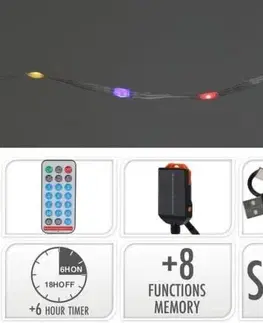 Záhradné lampy Kinekus Svetlo 240 LED reťaz, 12m, farebné solárne s časovačom, s funkciami