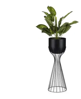 Stojany na kvetiny HowHomely Kovový kvetináč LOFT 56x20 cm čierna HH-ML-09-B