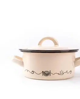 Hrnce Kinekus Kastról smaltovaný s pokrievkou, 14cm/1,0L, dekor Linea