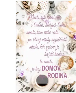Obrazy s textom Obraz s rámom - Tvoj domov s kávou