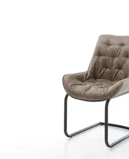 Jedálenské stoličky DELIFE Jedálenská stolička Taimi-Flex mikrovlákno taupe vintage jedálenská stolička okrúhla čierna