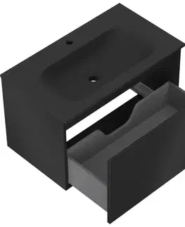 Kúpeľňový nábytok MEXEN/S - Orio kúpeľňová skrinka 80 cm s umývadlom Vela, 1 šuplík, čierna mat 91A10-08047-1-BF71-W23M71