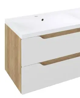 Kúpeľňový nábytok SAPHO Dvojitá skrinka WAVE 119,7x50x47,8cm, biela/dub alabama WA120-3022