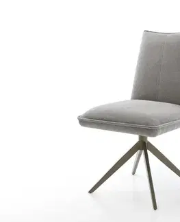 Jedálenské stoličky DELIFE Jedálenská stolička Lelio-Flex štruktúrovaná látka mäkká sivá krížová podstava široká titánová farba 360° otočná hojdacia funkcia vrecková pružina
