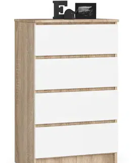 Komody a skrinky Moderná, vysoká komoda KRISS60, dub Sonoma / biela