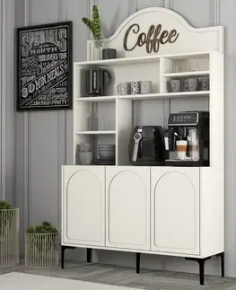 Kuchynské linky Coffee Bar Cabinet Lyon 120 - Cream, Black