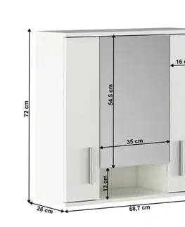 Kúpeľňový nábytok KONDELA Lessy New 1 kúpeľňová skrinka na stenu biela