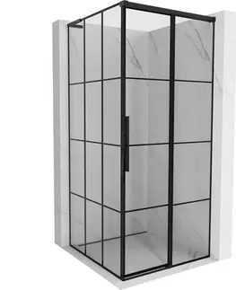 Sprchovacie kúty MEXEN/S - Rox L sprchový kút posuvný pravá 110 x 110, čierna kratka, čierna 8C2L-110-110-70-77-P