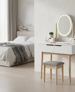 Toaletné stolíky ArtJum Toaletný stolík WERRY s oválnym LED zrkadlom