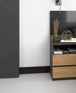 Nočné stolíky MELWIN M1 nočný stolík, antracit/ dub artisan