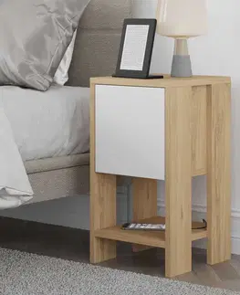 Nočné stolíky Nočný stolík Ema - Sapphire Oak, White