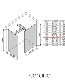 Sprchovacie kúty CERANO - Sprchová zástěna Walk-in Onyx T L/P - 8 mm - hranatá vzpěra - chrom, grafitové sklo - 110x100x200  CER-8050BD2475