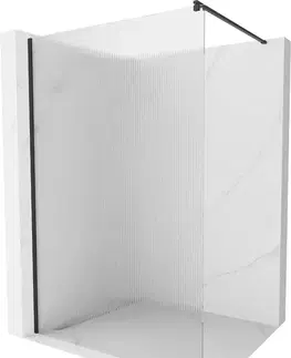 Sprchové dvere MEXEN/S - Kioto Sprchová zástena WALK-IN 110 x 200, prúžky 8 mm, čierna 800-110-101-70-09