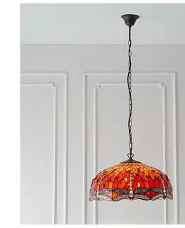 Svietidlá Endon 64082 - Luster na reťazi Tiffany DRAGONFLY 3xE27/60W/230V priemer 50 cm 64082