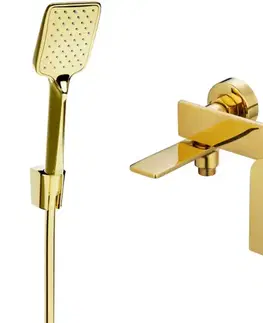 Kúpeľňové batérie MEXEN/S - Zero SET vaňová batéria s príslušenstvom R62, zlatá 7113R62-50