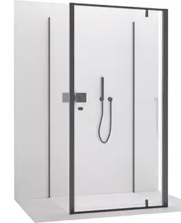 Sprchovacie kúty CERANO - Třístěnný sprchový kout Ferri U L/P - 6 mm - černá matná, transparentní sklo - 80x80x195  - pivotový CER-8050BD7854