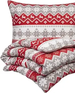Obliečky 4Home Vianočné flanelové obliečky Red nordic, 140 x 220 cm, 70 x 90 cm