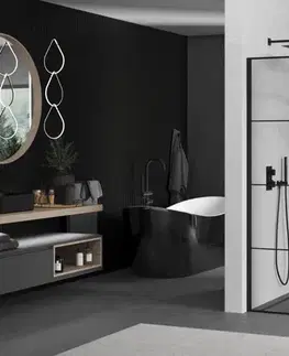 Sprchové dvere MEXEN/S - KIOTO Sprchová zástena WALK-IN 80x200 cm 8 mm, čierna, čierny vzor 1 800-080-101-70-77