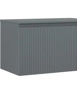 Kúpeľňový nábytok MEXEN/S - Rivel kúpeľňová skrinka pod umývadlo 80 cm s doskou, 1 šuplík, reliéf, grafit mat 91A20-08047-1-BFC66