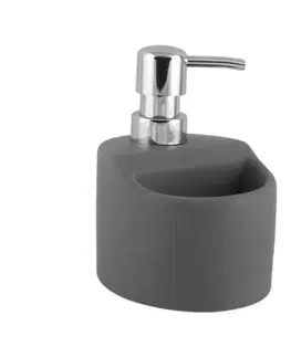 Dávkovače mydla Kinekus Dávkovač mydla/saponátu 330ml, s nádobkou na špongiu, sivý