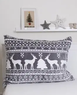 Dekoračné obliečky MKLozkoviny.sk Obliečka na vankúš mikroplyš 70 × 90 cm - Jelene sivé-  -
