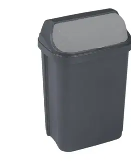 Odpadkové koše Kinekus Kôš na odpad so zasúvacím vekom 10L, plastový, ROLL TOP, grafit
