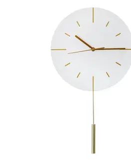 Predlžovacie káble  Nástenné hodiny s kyvadlom pr. 30 cm 1xAA biela/zlatá PZLKW