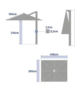 Výkyvné záhradné slnečníky DEOKORK Slnečník výkyvný ULTIMA 4x3 m (rôzne farby) béžová