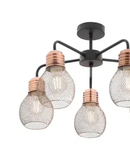 Svietidlá Redo 01-1577 - Luster na tyči EDISON 5xE27/42W/230V priemer 53 cm čierna/medená 01-1577