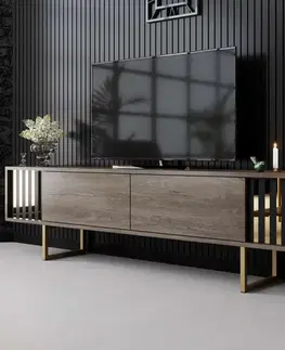 TV stolíky TV stolík Gold Line - Walnut, Black