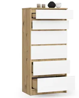 Komody a skrinky Moderná vysoká komoda MARIANNA60, dub artisan / biela