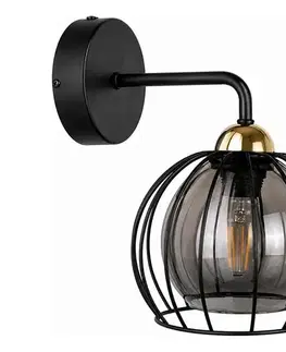 Svietidlá Keter Lighting Nástenné svietidlo SOLO BLACK 1xE27/60W/230V čierna/zlatá 1488