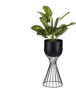 Stojany na kvetiny HowHomely Kovový kvetináč LOFT 46x20 cm čierna HH-ML-07-B