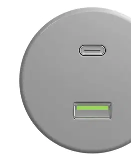 Predlžovacie káble lap - Retro USB zásuvka A+C bez rámika šedá S/USB