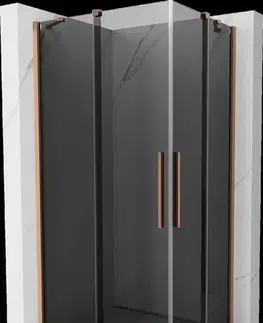 Sprchovacie kúty MEXEN/S - Velar Duo sprchovací kút, posuvné dvere 100 x 90, grafit, meď kartáčovaná 871-100-090-42-65