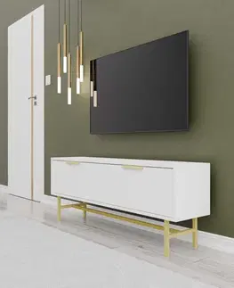 TV stolíky SLOTS TV stolík na nožičkách, biela/zlatá