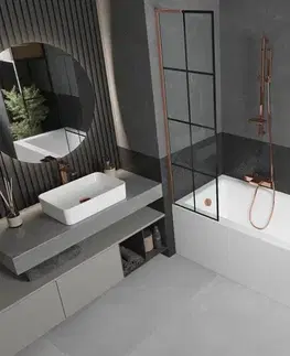 Sprchové dvere MEXEN/S - Next L vaňová zástena FIX 50 x 150, čierna vzor, meď kartáčovaná 895-050-000-03-77-65