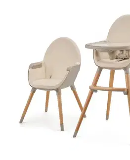 Jedálenská stolička KINDERKRAFT - Detská jedálenská stolička 2v1 FINI2 buk/béžová KHFINI02BEG0000
