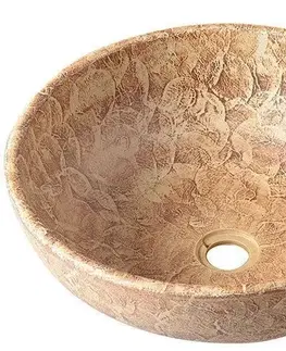 Umývadlá SAPHO - PRIORI keramické umývadlo na dosku, priemer 41cm, hnedá se vzorom PI010