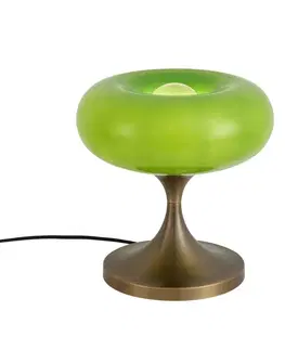 Stolné lampy Retro stolná lampa tmavobronzová so zeleným skleneným tienidlom 31 cm - Glaze