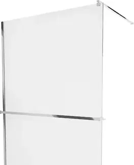 Sprchové dvere MEXEN/S - KIOTO Sprchová zástena WALK-IN s poličkou a držiakom uterákov 120 x 200, transparent 8 mm, chróm 800-120-121-01-00